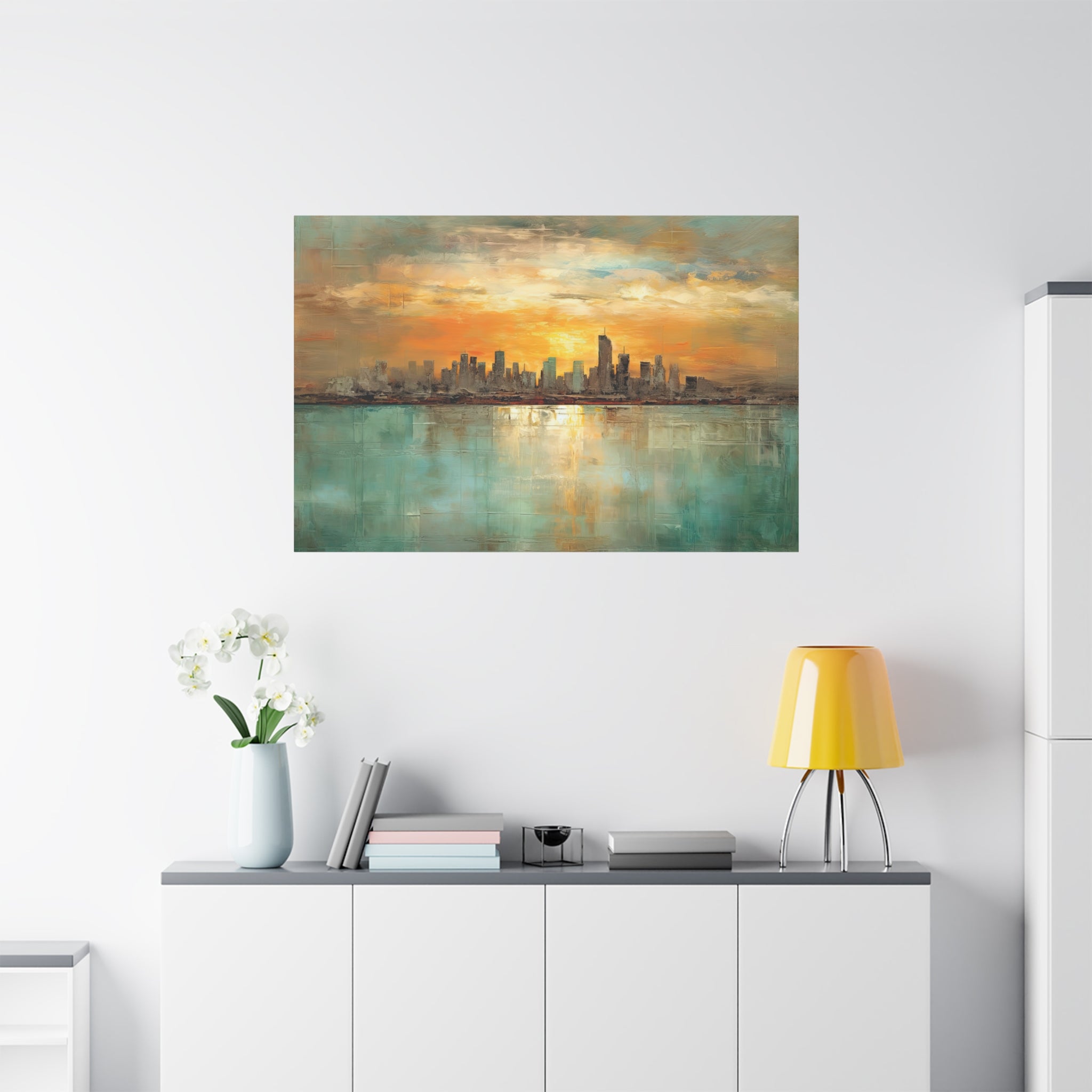 Serenity City Sunset Abstract Art Matte Canvas, Stretched, 1.25"