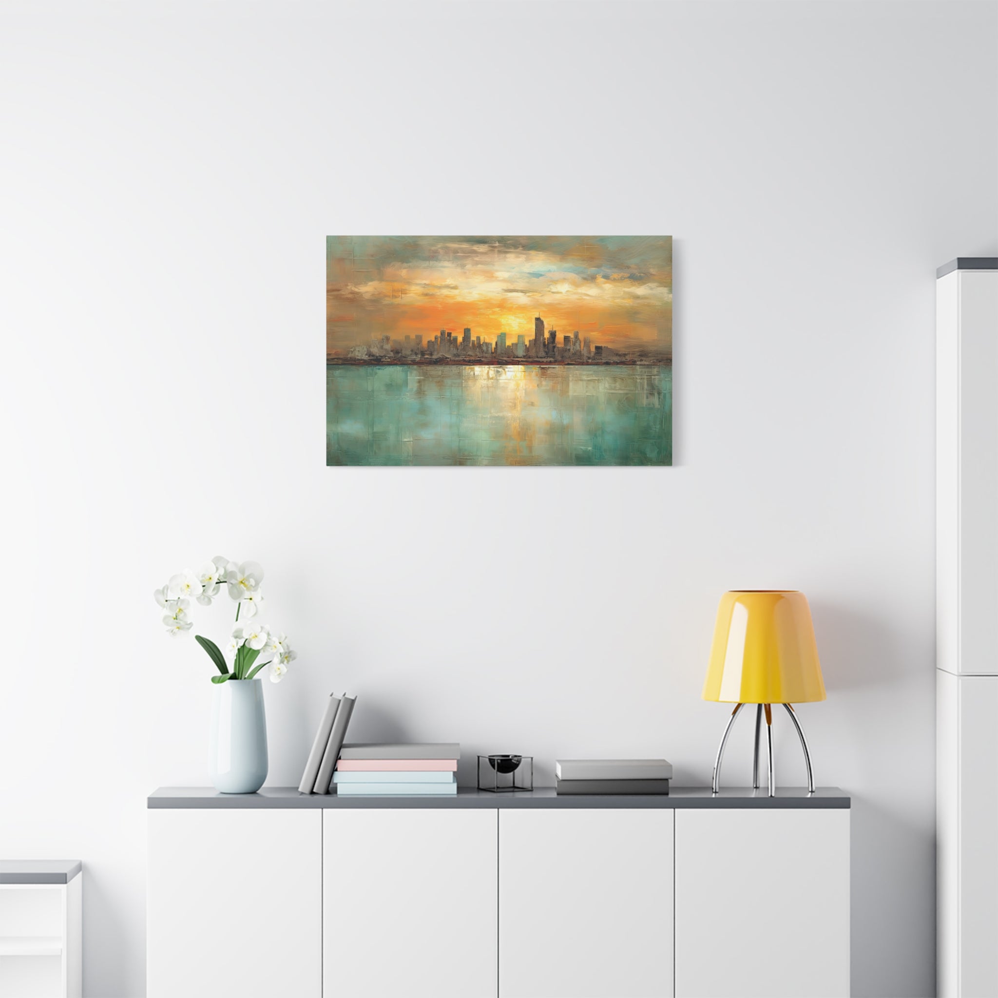 Serenity City Sunset Abstract Art Matte Canvas, Stretched, 1.25"