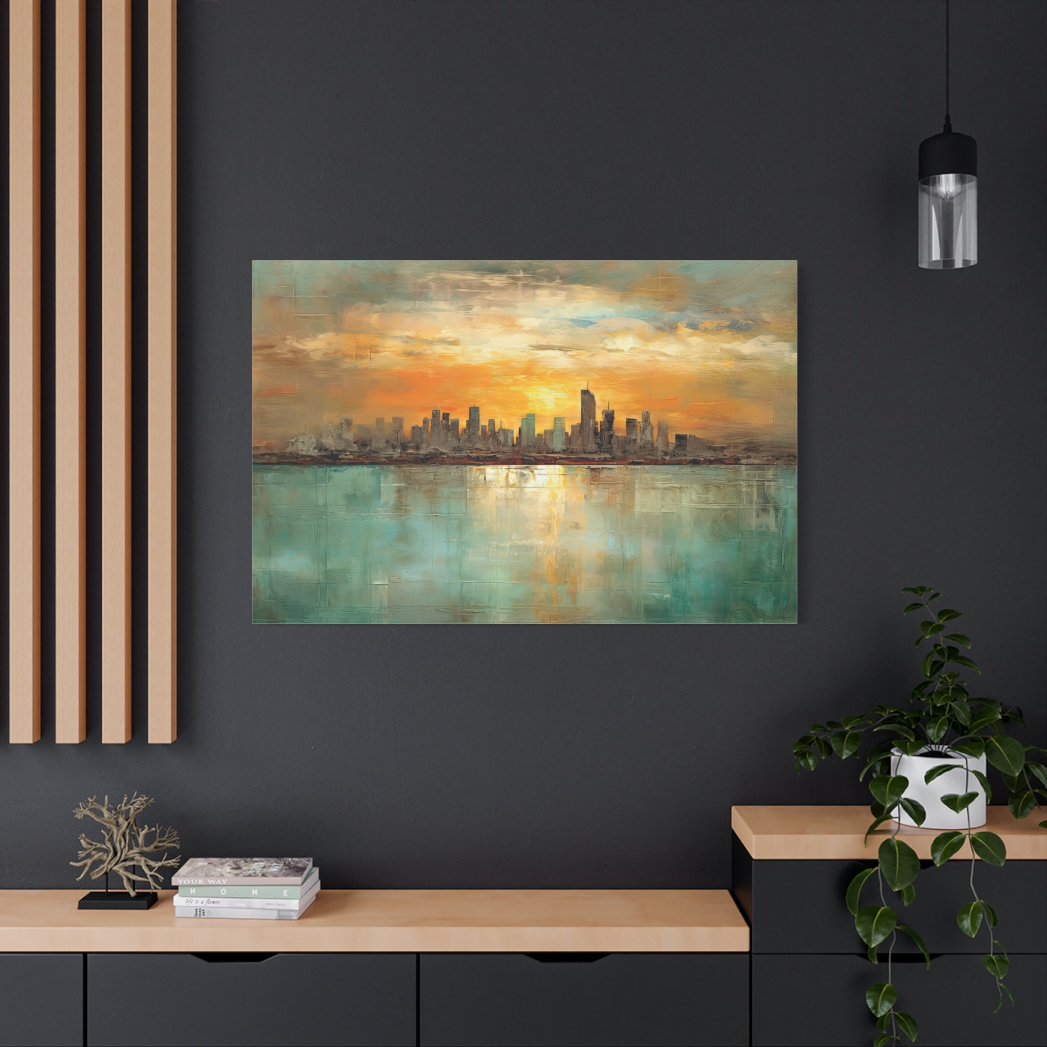 Serenity City Sunset Abstract Art Matte Canvas, Stretched, 1.25"