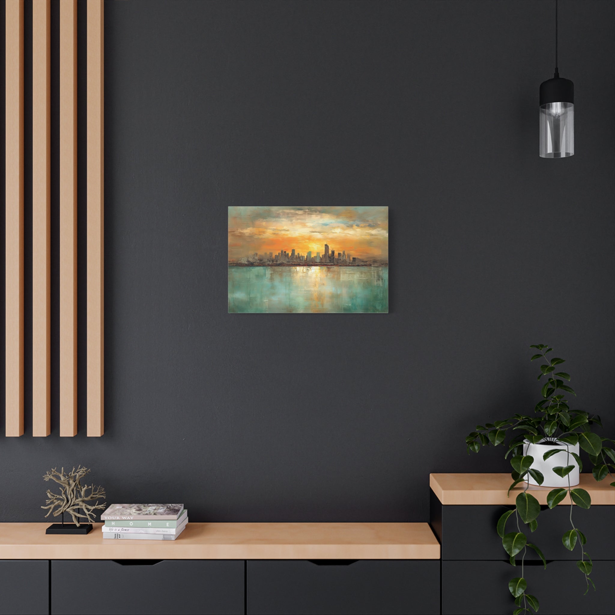 Serenity City Sunset Abstract Art Matte Canvas, Stretched, 1.25"