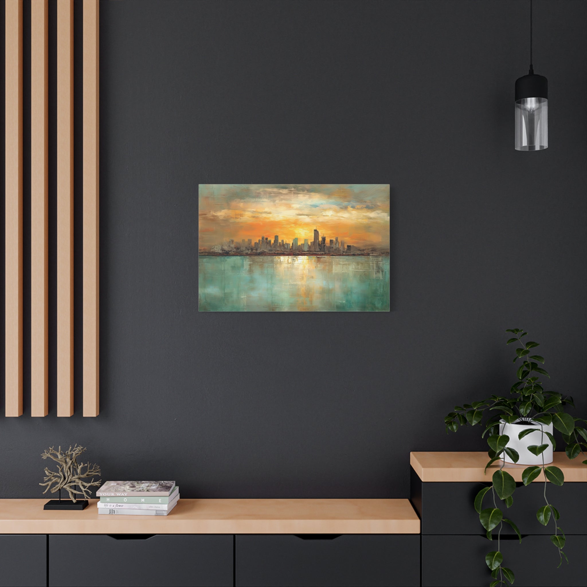 Serenity City Sunset Abstract Art Matte Canvas, Stretched, 1.25"
