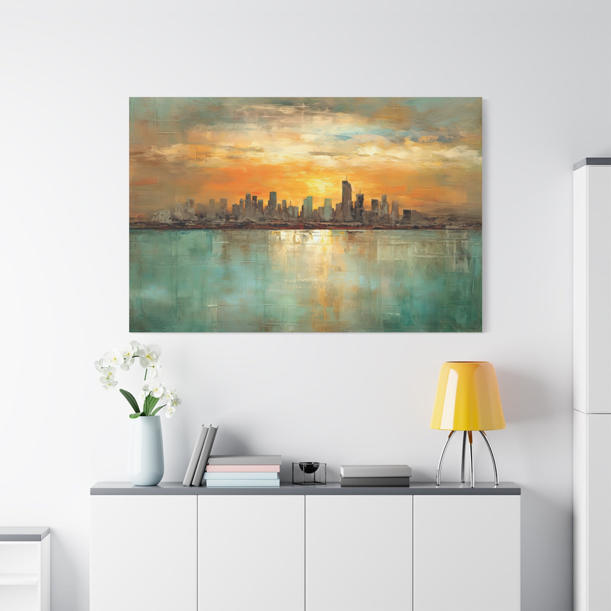 Serenity City Sunset Abstract Art Matte Canvas, Stretched, 1.25"