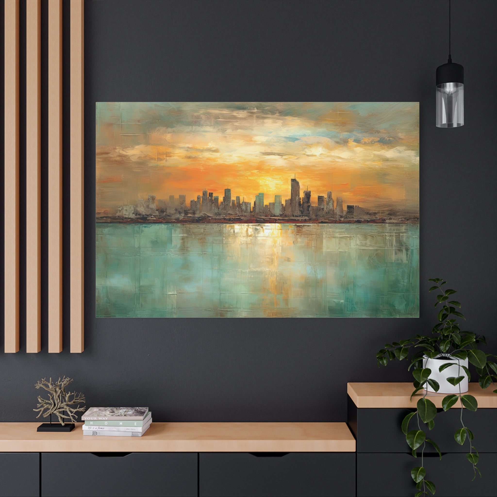 Serenity City Sunset Abstract Art Matte Canvas, Stretched, 1.25"