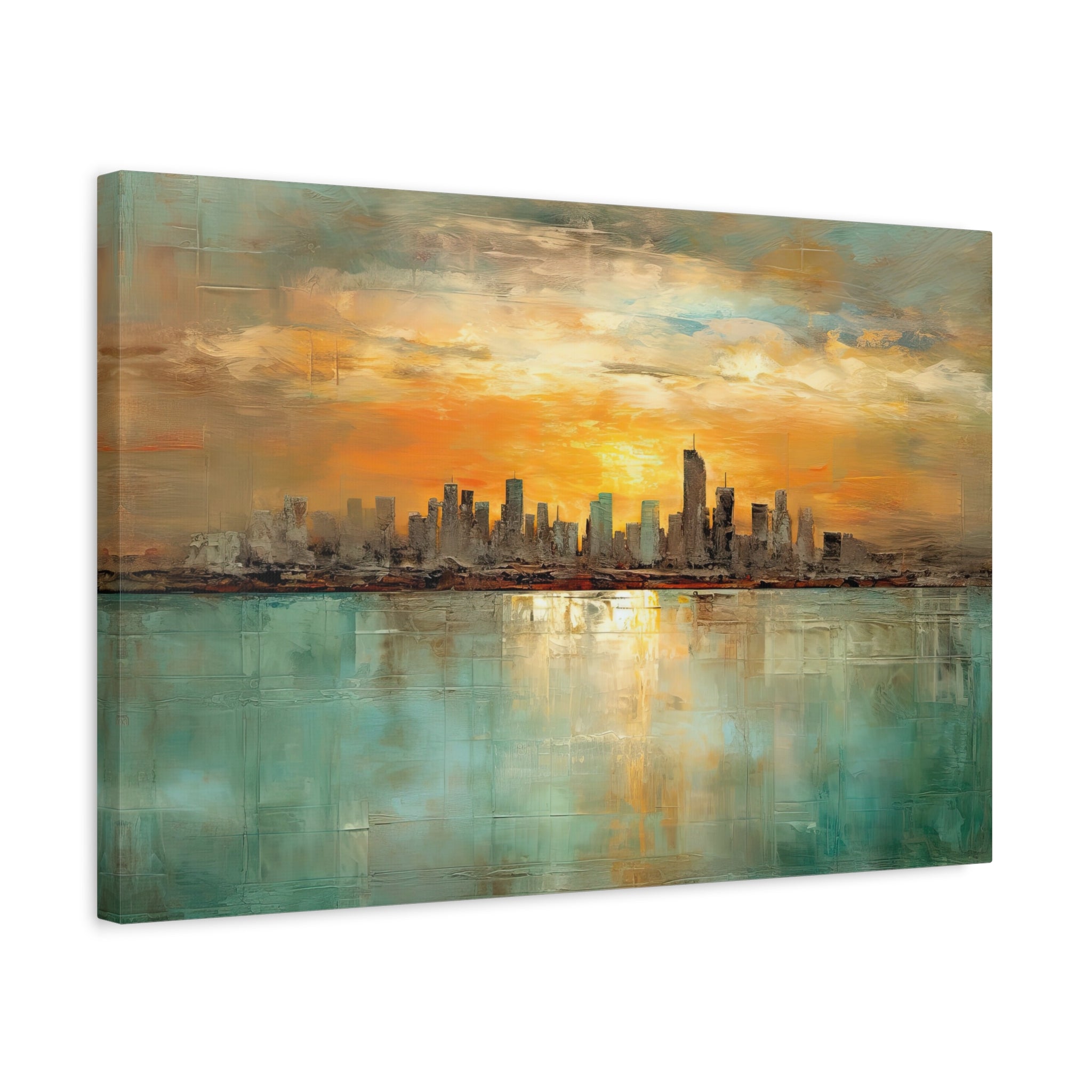 Serenity City Sunset Abstract Art Matte Canvas, Stretched, 1.25"
